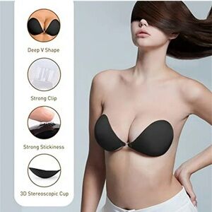 Self Adhesive Strapless Backless Bras 2 Pack Black/Nude 1A, 8C, 20D (Msg Size)